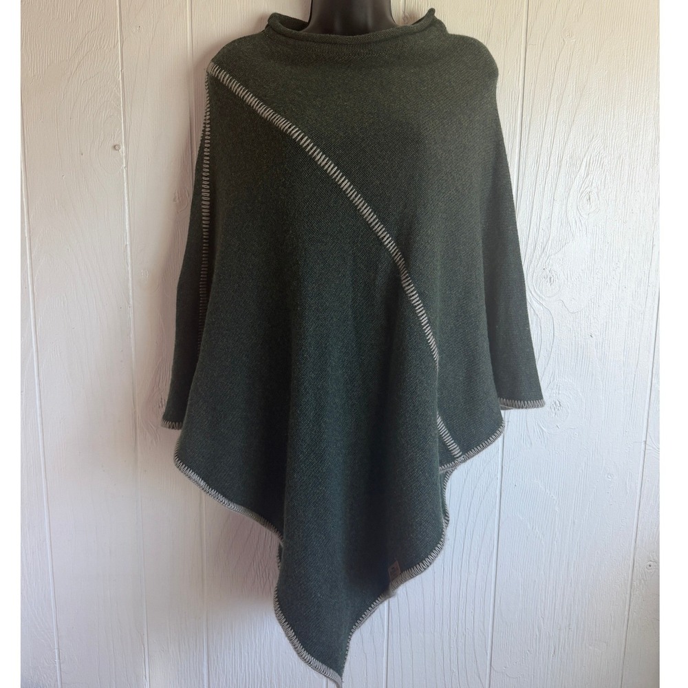 Glenrua Ireland Poncho Women Forest Green Excellent Wool Blend